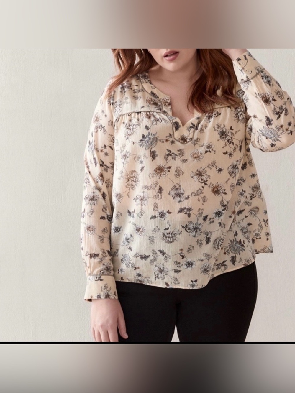 ADDITION ELLE PENNINGTONS NWT Split V-Neck Floral print Blouse size X